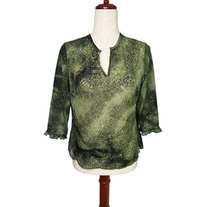 Vintage Mesh Top Women P Large Sheer Green y2K Fairy Grunge Goblincore Whimsical